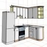 Стандартная угловая кухня в маленькую квартиру (pro100)