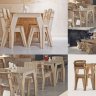 Набор мебели из фанеры для кафе: стол, стулья - макет для лазерной резки